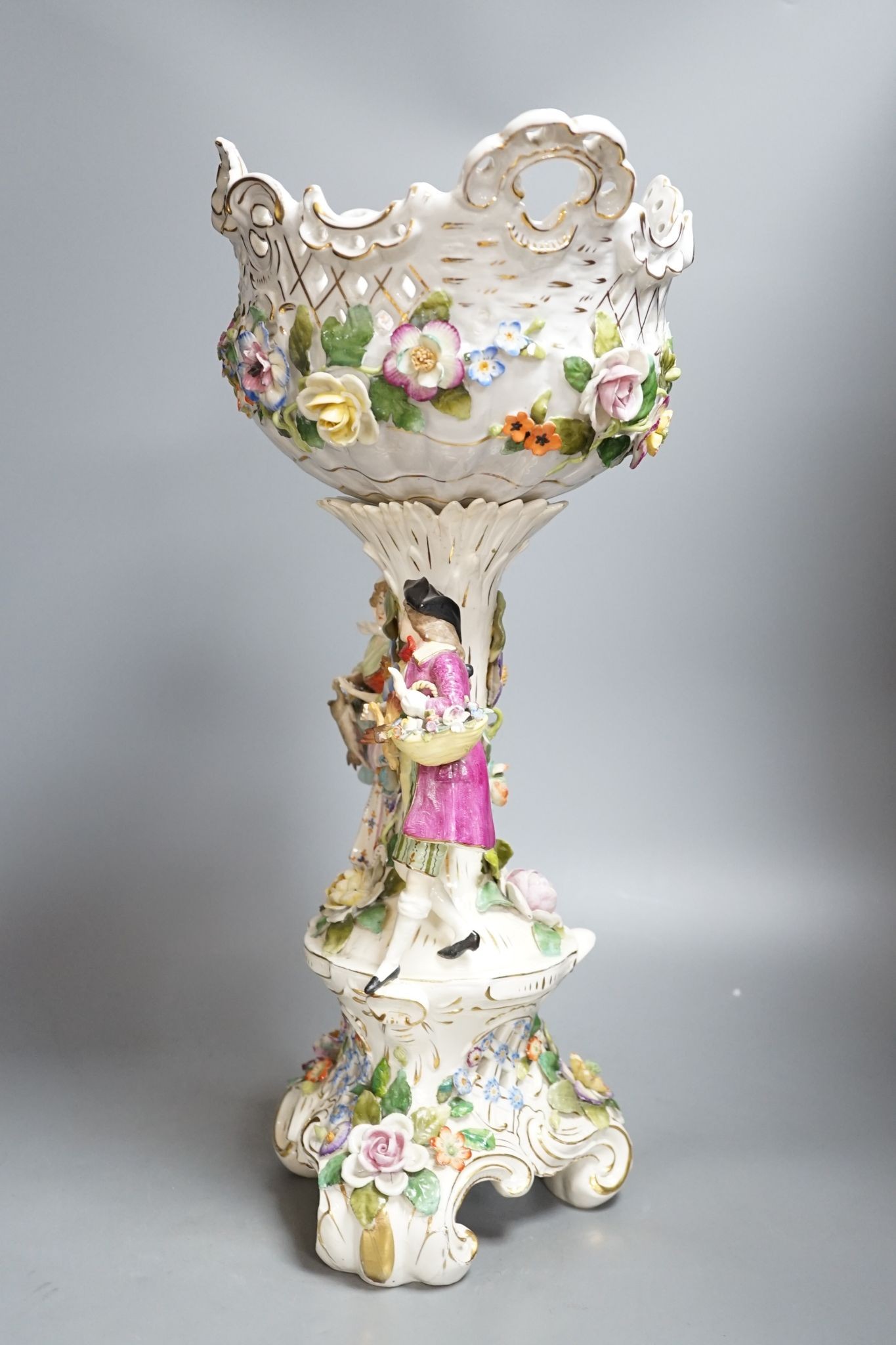 A Sitzendorf porcelain figural centrepiece, 49cm